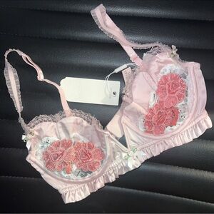 NWT Victorias secret x for love and lemons pink floral bra